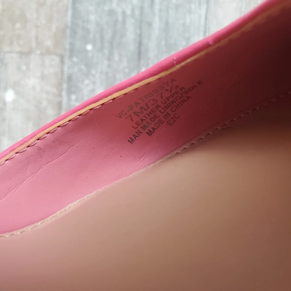 Vince Camuto Patrissya Womens Platform Pump Sz 7 M Block Heel Flamingo Leather